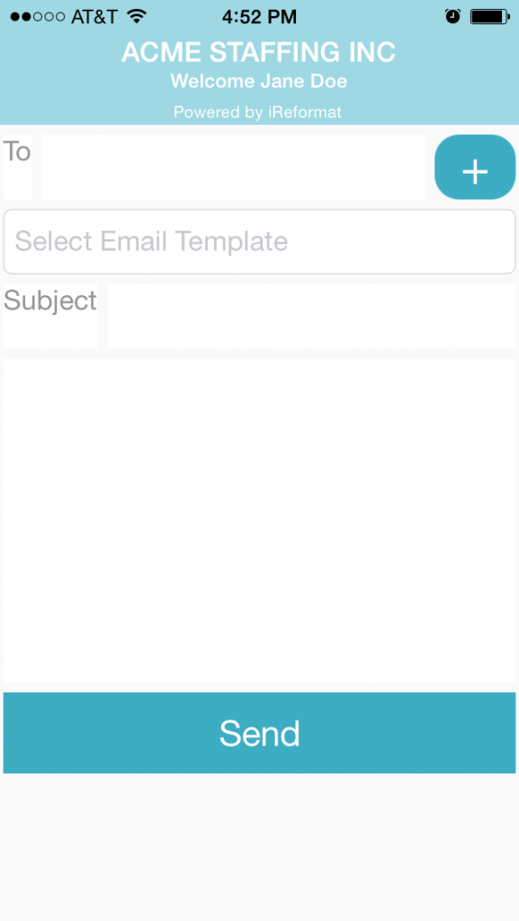iReformat: iOS App Send Email Screen