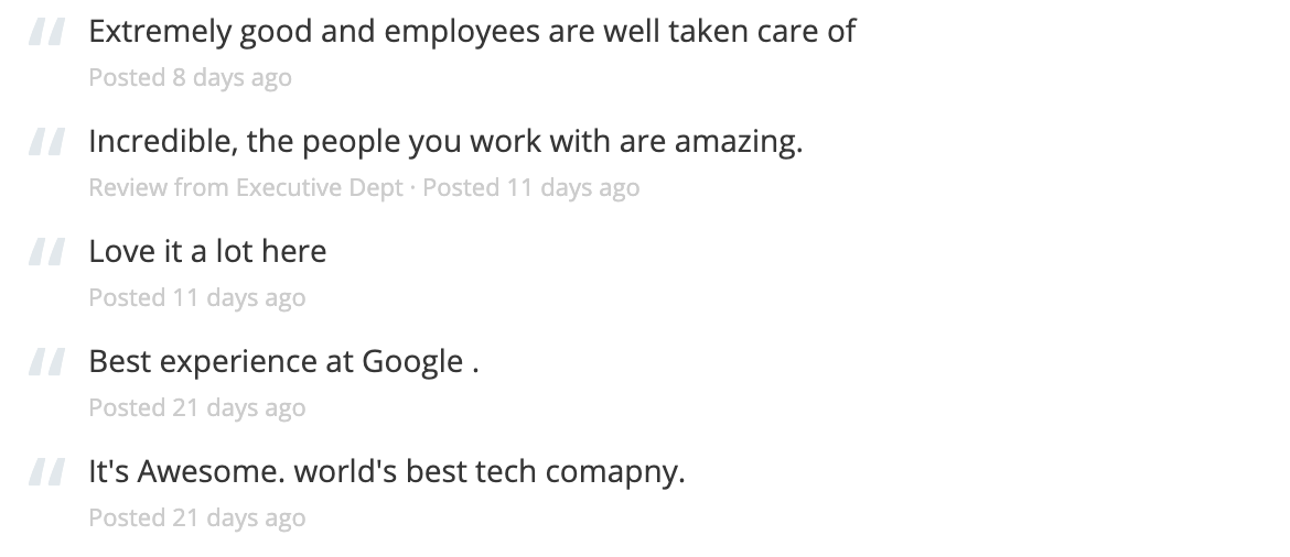 reviews from employees
