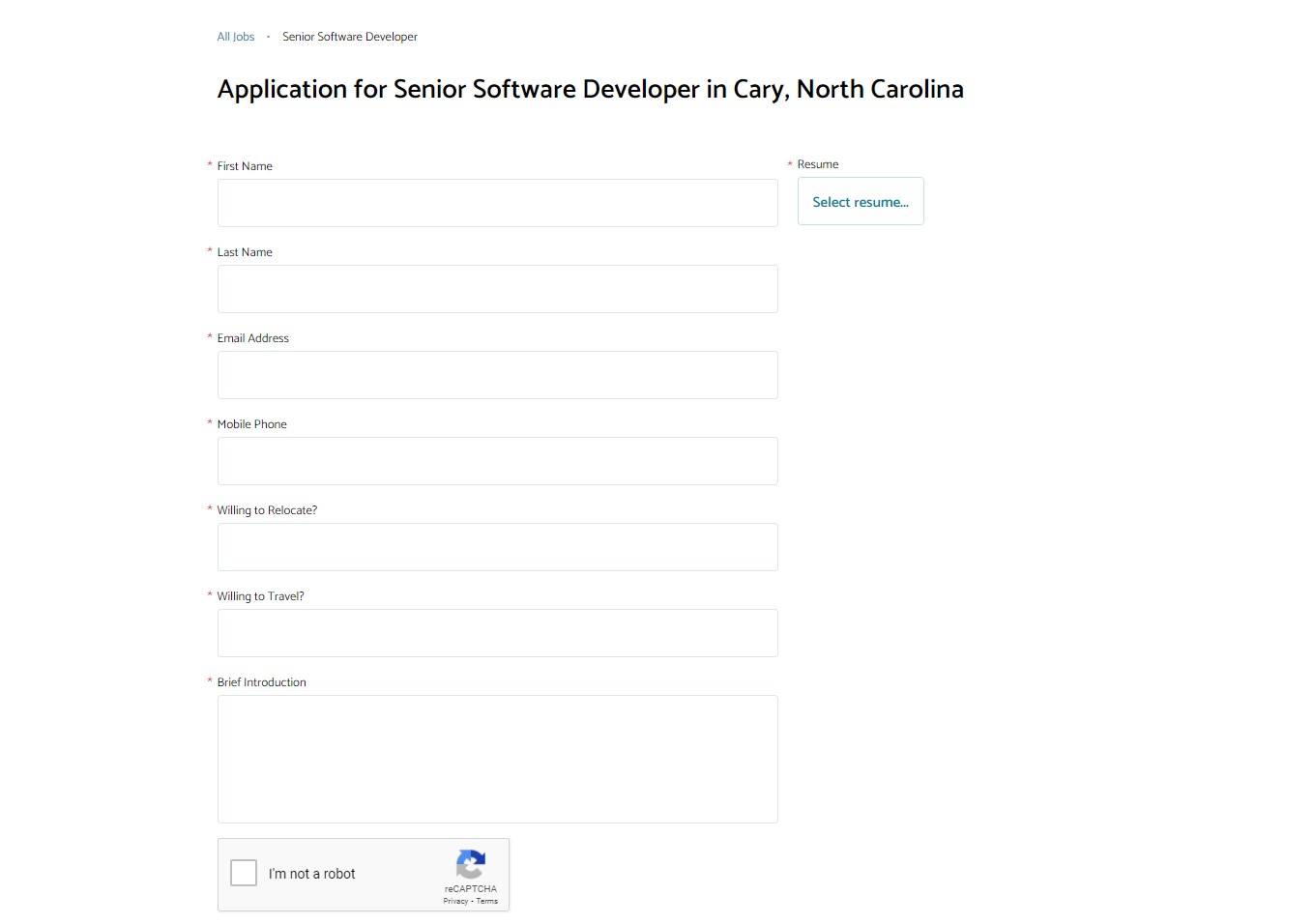 Online Job Application Management System - Job Application in an iFrame