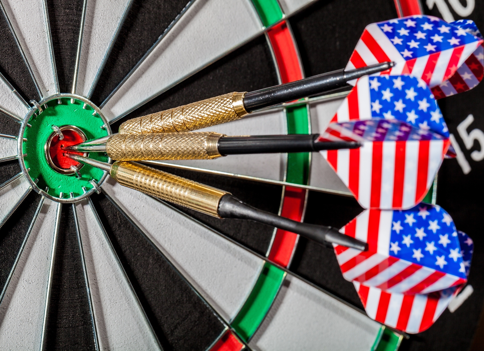 Closeup of a Darts with American Flag in Bullseye Recruiteze
