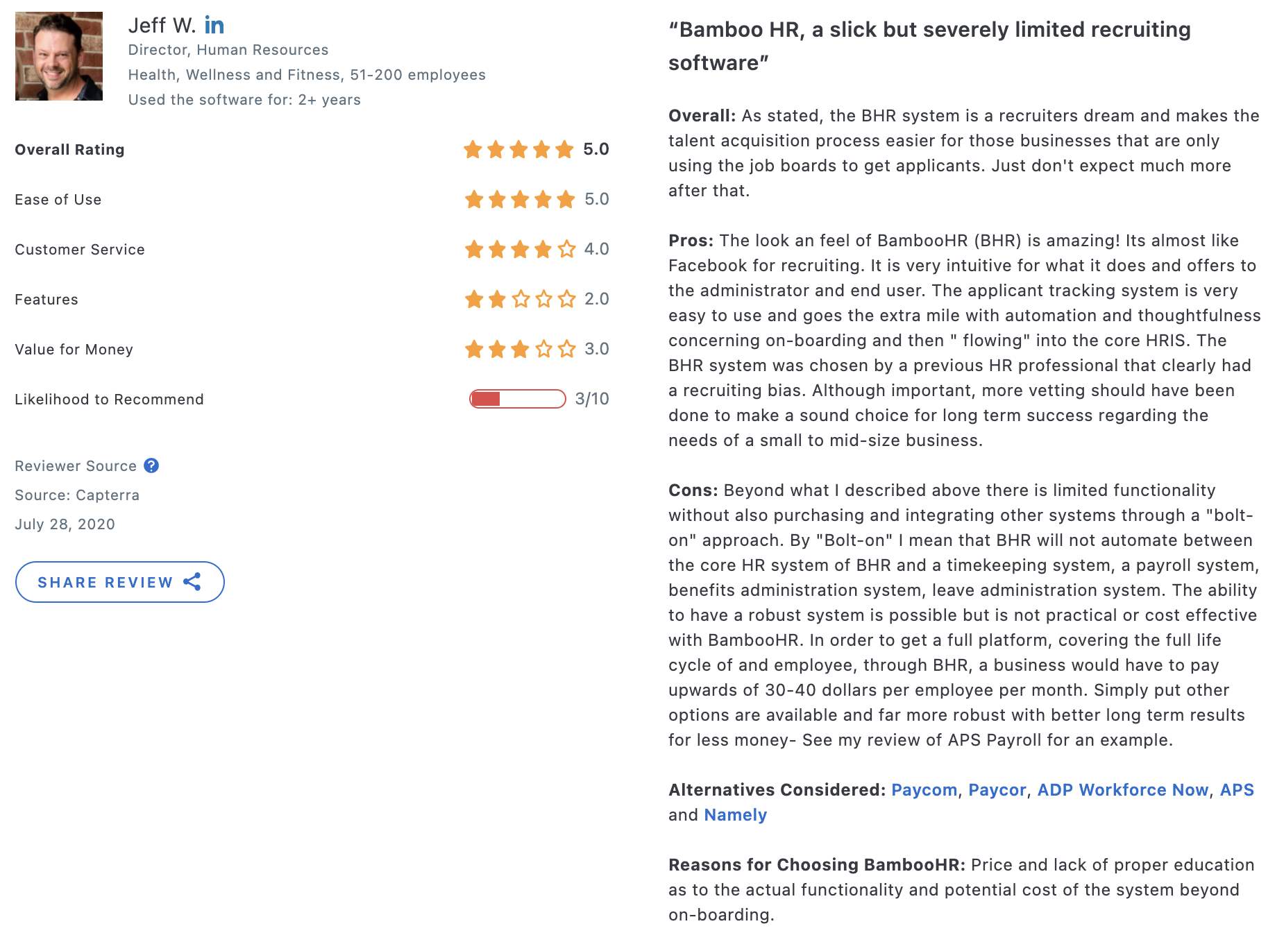 BambooHR reviews